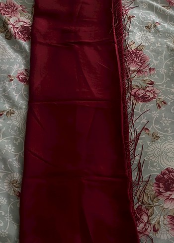 Bordo saten Şal - Görsel 2