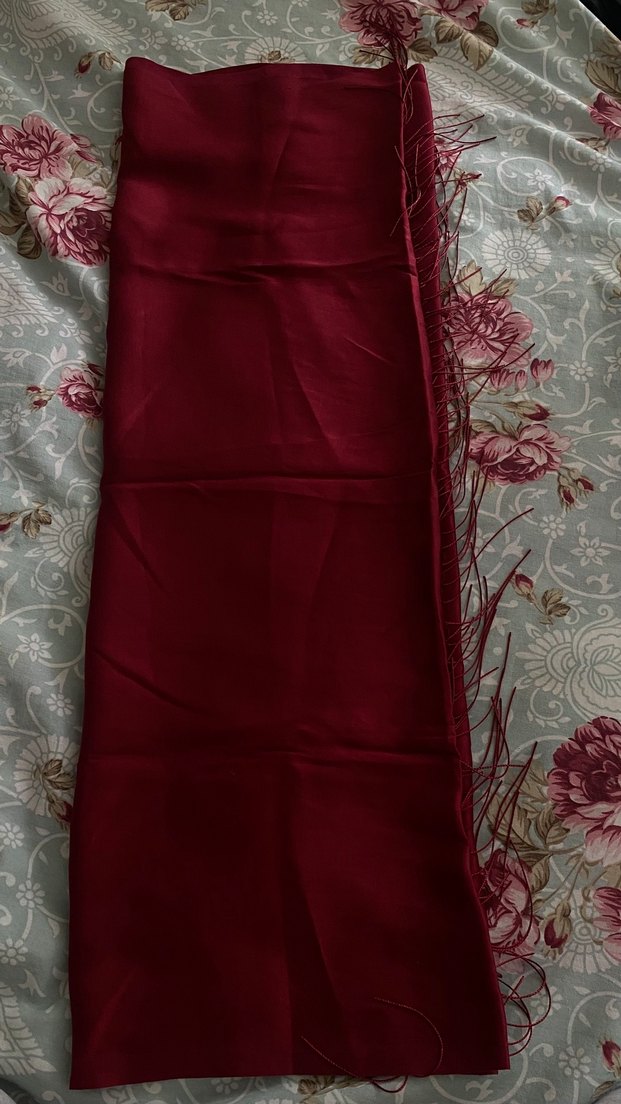 Bordo saten Şal - Görsel 2