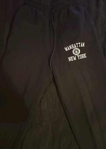 Manhattan Baskılı Siyah Kadın Eşofman Altı