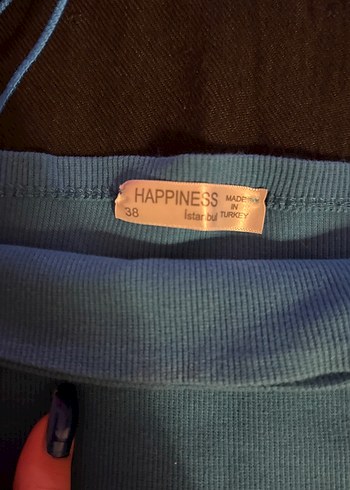 Happiness mavi Askılı Kadın Crop Top