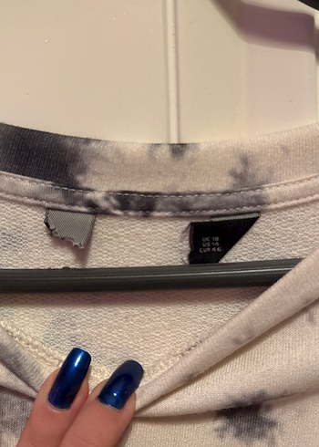 m Beden Gri Batik Desenli Uzun Kollu Sweatshirt