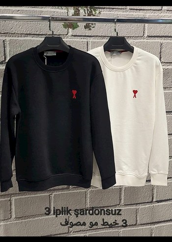 Nakışlı Beyaz Pamuklu Erkek Sweatshirt