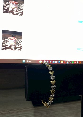 Sterling silver Zincir Detaylı Altın Renk Minimalist Bileklik