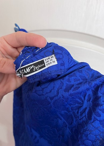 Diğer Dantel Detaylı Mavi Midi Elbise