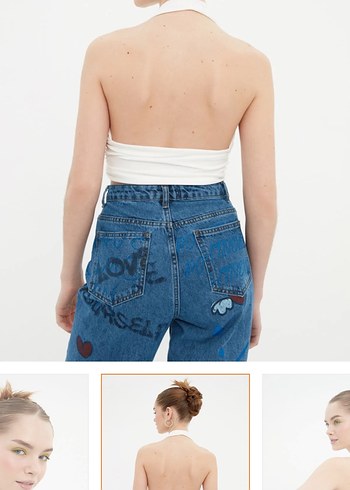 Trendyol & Milla Beyaz V Yaka Kadın Mini Crop Top
