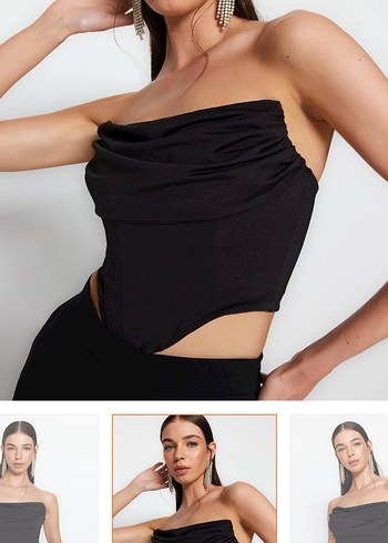 Trendyol & Milla Siyah Straplez Kadın Crop Top