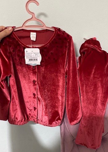 Bordo Kadife Kız Çocuk Düğmeli Ceket