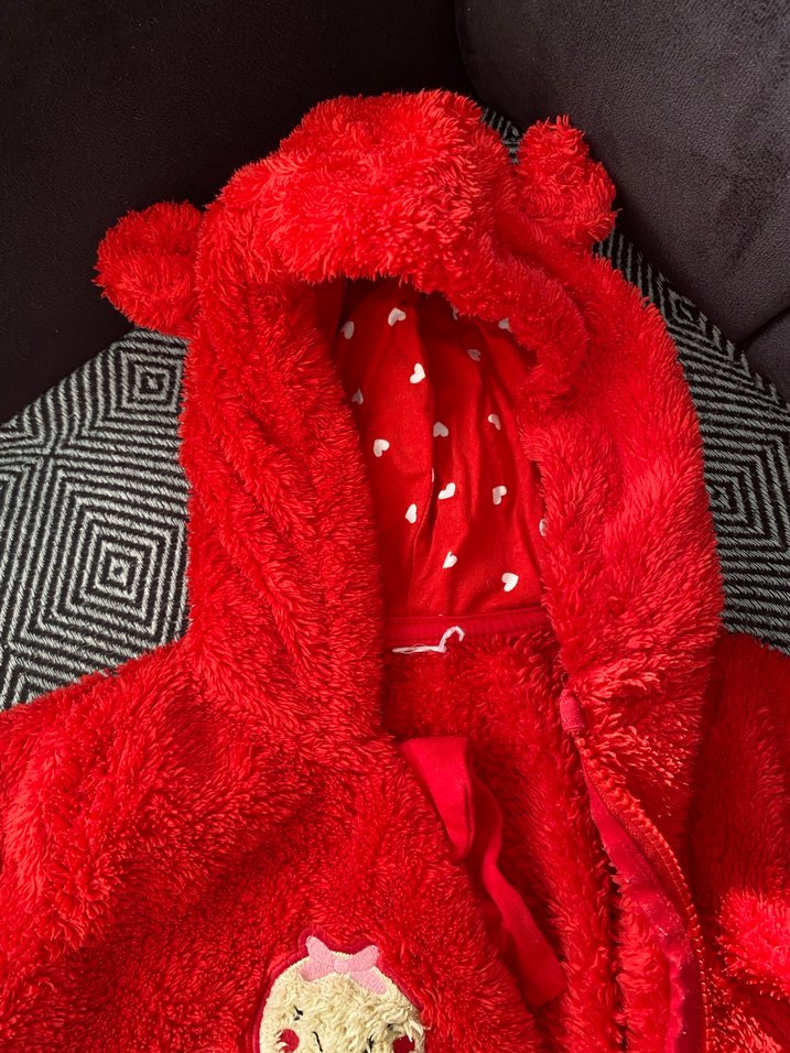 Kız Bebek Kapüşonlu Kırmızı Tulum - Görsel 2