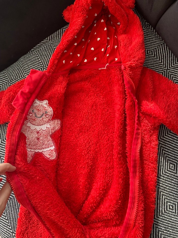 Kız Bebek Kapüşonlu Kırmızı Tulum - Görsel 3