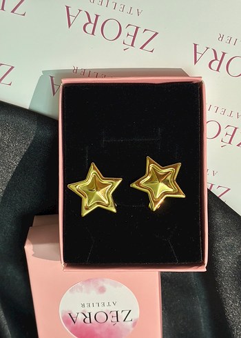Gold Renk Çelik Yıldız Küpe