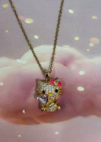 Beden altın Renk Çelik Gold Hello Kitty Kolye