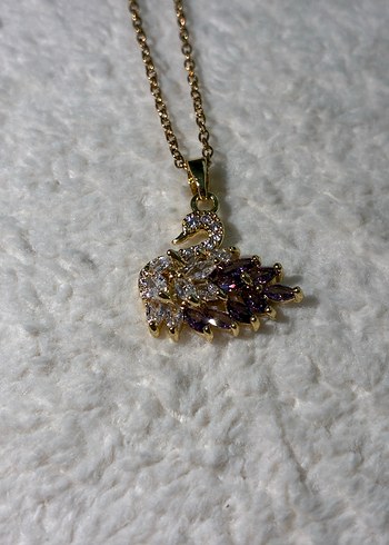 Violetta Swan Mor Taşlı Kuğu Kolye
