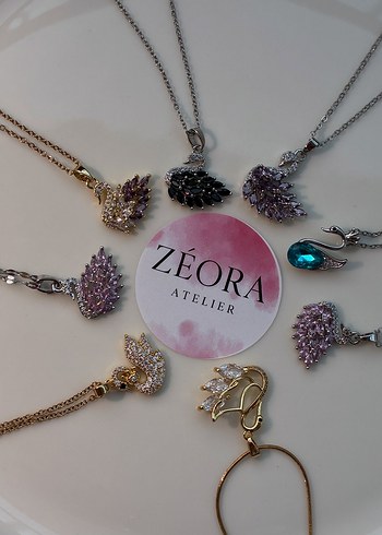  Beden altın Renk Violetta Swan Mor Taşlı Kuğu Kolye