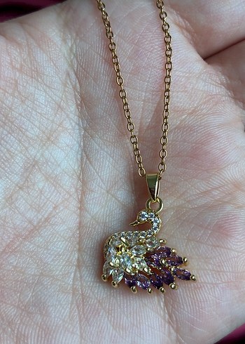 Diğer Violetta Swan Mor Taşlı Kuğu Kolye