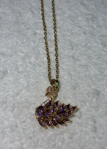  Beden mor Renk Amethyst Swan Mor Taşlı Kuğu Kolye