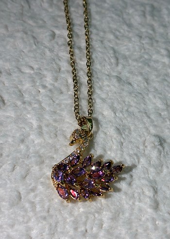 Diğer Amethyst Swan Mor Taşlı Kuğu Kolye