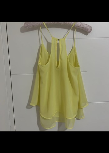 s Beden Bershka Sarı Drapeli Mini Askılı Bluz