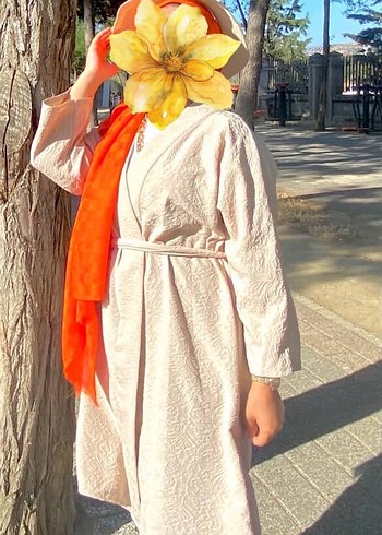 Trendyol & Milla Yeşil Uzun Çiçek Desenli Kuşaklı Kadın Kimono