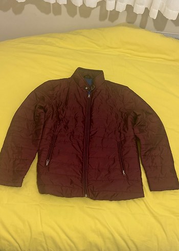Bordo Fermuarlı Erkek Mont