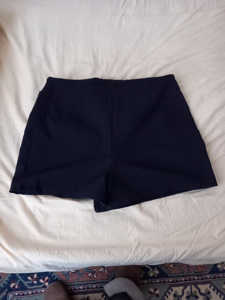 Düğmeli Lacivert Mini Etek - Görsel 3