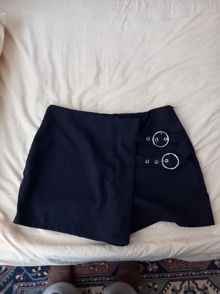 Düğmeli Lacivert Mini Etek - Görsel 2