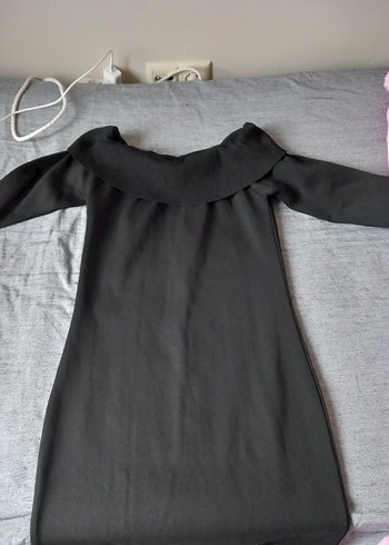 Siyah Drapeli Uzun Kollu Triko Elbise - Görsel 3