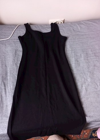 Siyah Straplez Midi Triko Elbise - Görsel 4