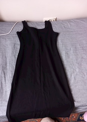 Siyah Straplez Midi Triko Elbise - Görsel 3