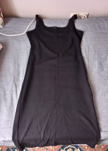 Siyah Straplez Midi Triko Elbise - Görsel 2