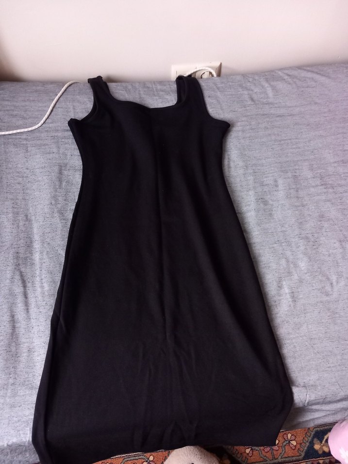 Siyah Straplez Midi Triko Elbise - Görsel 4