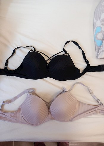 Minimalist Düz Siyah ve Bej Sütyenler 90c - Görsel 2