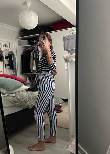 Çizgili Mavi Pantalon - Görsel 2