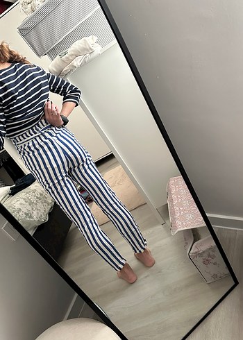 Çizgili Mavi Pantalon - Görsel 3