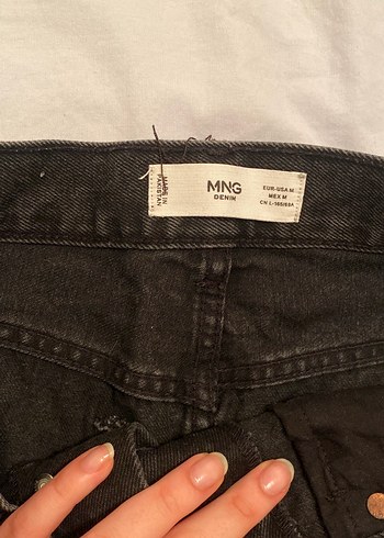 m Beden Düğmeli Siyah Denim Mini Etek