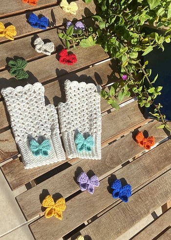 Krem renk Örgü Kadın Eldiven - Görsel 14