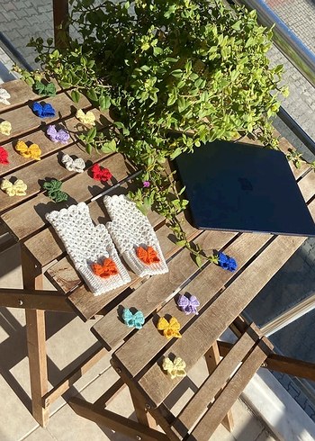 Krem renk Örgü Kadın Eldiven - Görsel 7