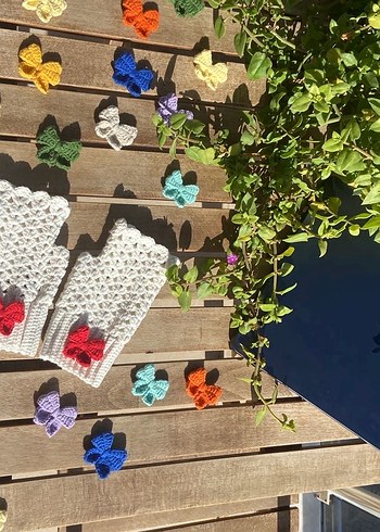 Krem renk Örgü Kadın Eldiven - Görsel 4