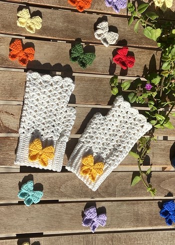 Krem renk Örgü Kadın Eldiven - Görsel 15