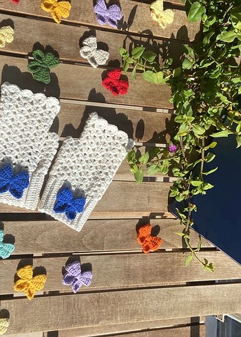 Krem renk Örgü Kadın Eldiven - Görsel 10