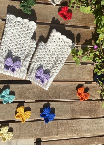 Krem renk Örgü Kadın Eldiven - Görsel 12