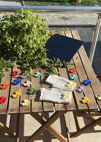 Krem renk Örgü Kadın Eldiven - Görsel 5