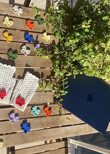 Krem renk Örgü Kadın Eldiven - Görsel 3