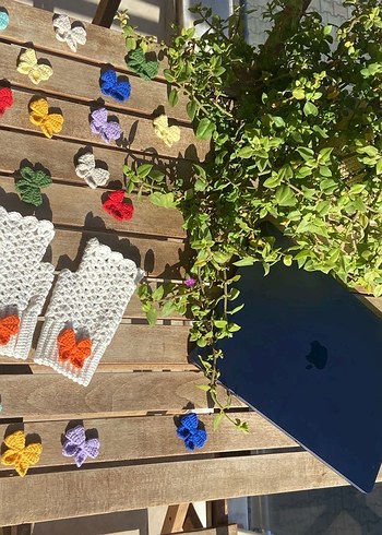 Krem renk Örgü Kadın Eldiven - Görsel 8