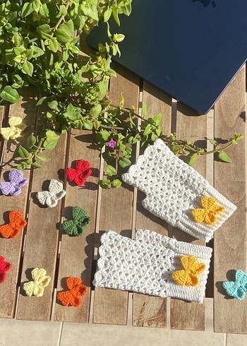 Krem renk Örgü Kadın Eldiven - Görsel 16