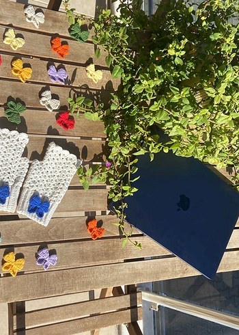 Krem renk Örgü Kadın Eldiven - Görsel 9