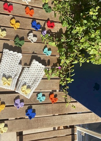 Krem renk Örgü Kadın Eldiven - Görsel 6