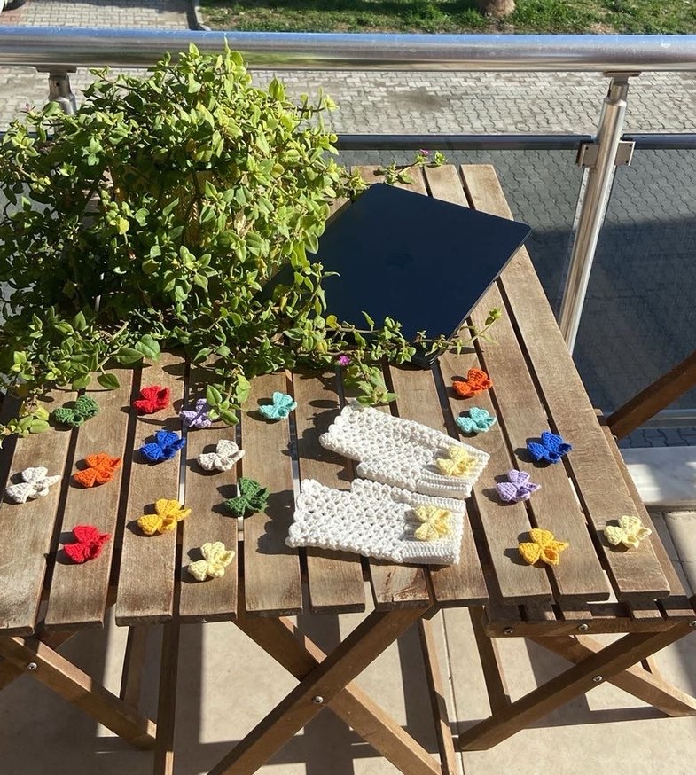 Krem renk Örgü Kadın Eldiven - Görsel 5