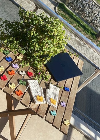 Krem renk Örgü Eldiven - Görsel 7