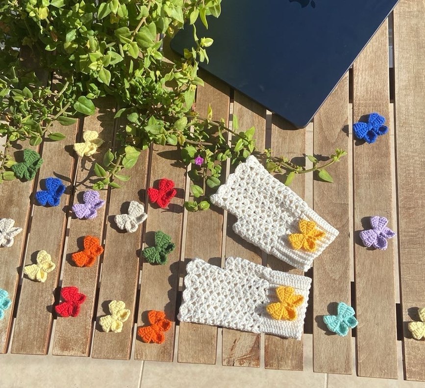 Krem renk Örgü Eldiven - Görsel 2