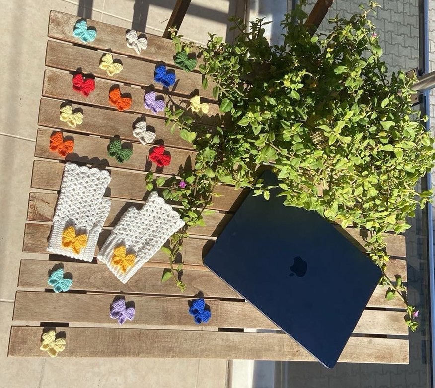 Krem renk Örgü Eldiven - Görsel 3